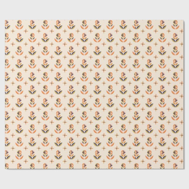 Papier Cadeau Repeating floral pattern on wrapping paper (Plat)