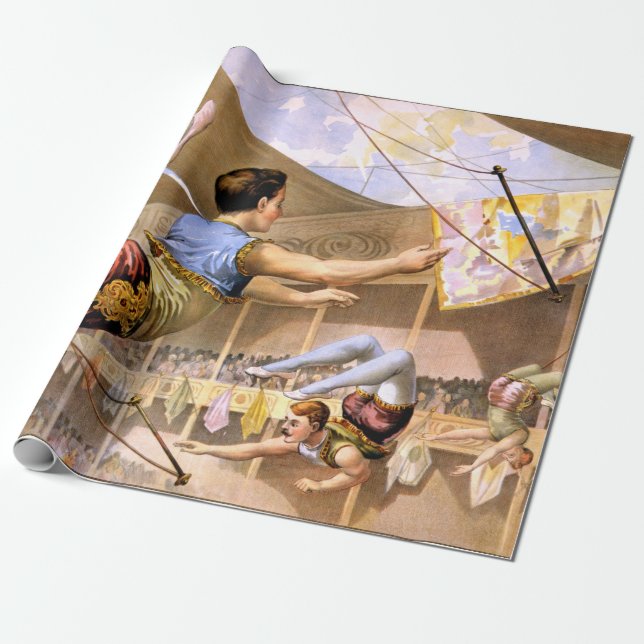 Papier Cadeau Représentation de cirque de trapèze de mâle du cru (Déroulé)