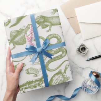 Papier Cadeau Reptiles et Amphibiens Animaux Motif Goblincore