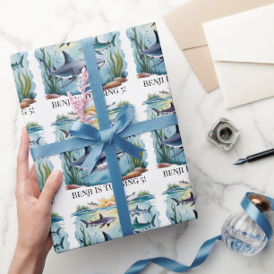 Papier Cadeau Requin sous la mer Garçon Anniversaire