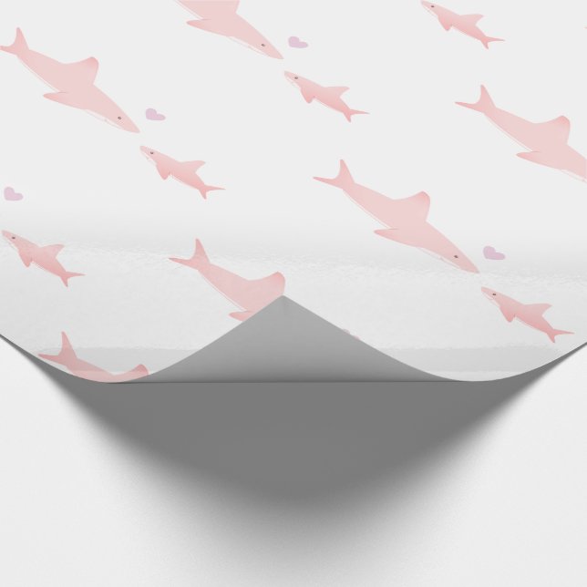 Papier Cadeau Requins mignons rose blanc | BABY SHOWER (Coin)