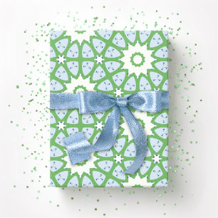Papier Cadeau Réseau d'étoiles Amal en ardoise et vert