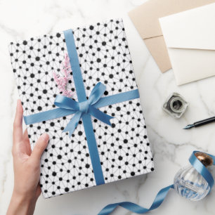 Papier Cadeau Réseau noir et blanc avec des lignes et des points