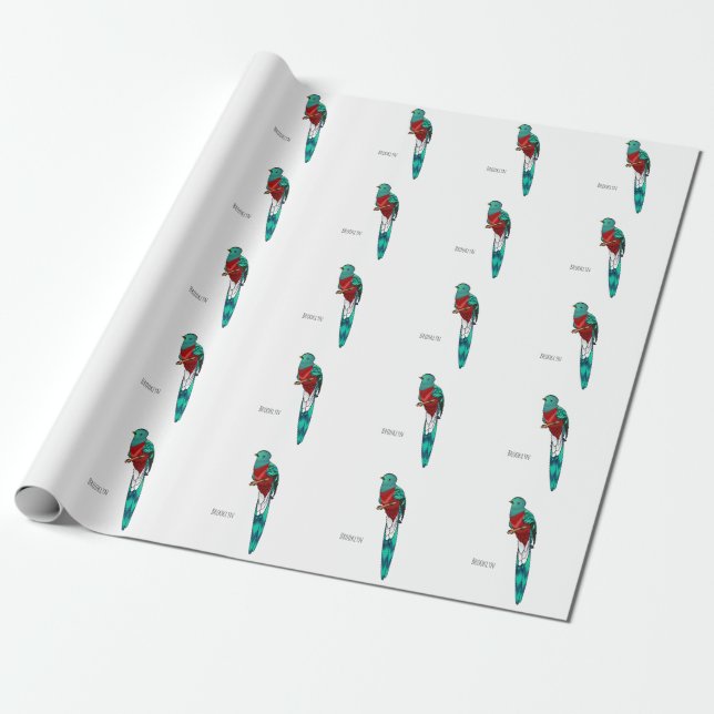 Papier Cadeau Resplendent quetzal bird cartoon illustration  (Déroulé)
