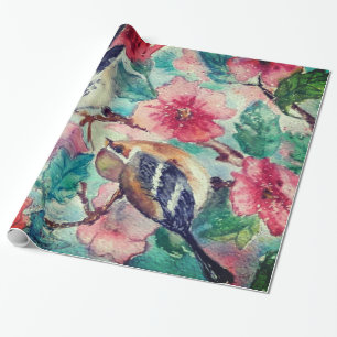 Papier Cadeau Ressorts Enveloppant Fleurs de papier - Peinture