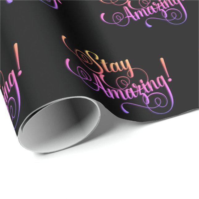 Papier Cadeau Rester le texte Extraordinaire en noir (Coin rond)