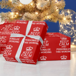 Papier Cadeau Restez calme DO-IT-YOURSELF phrase rouge blanc