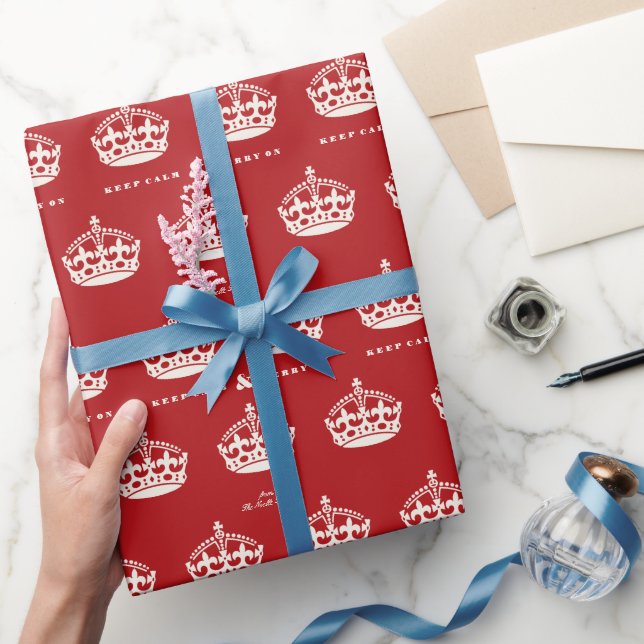 Papier Cadeau Restez calme et joyeux sur Royal Crown Funny Holid (Cadeaux)