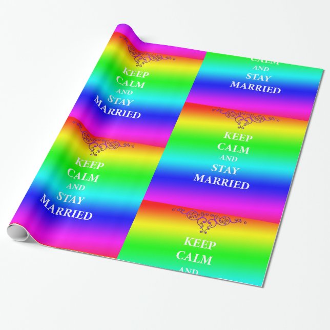 Papier Cadeau Restez calme et restez marié Glossy Wrapy (Déroulé)