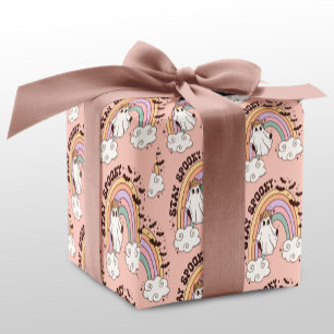 Papier Cadeau Restez Éffrayant Halloween Ghost Pink