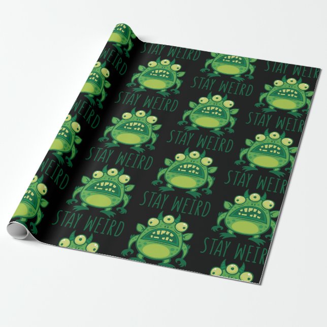 Papier Cadeau Restez un monstre Alien bizarre (Déroulé)