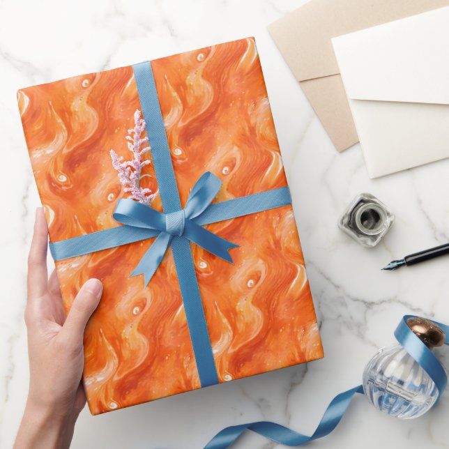 Papier Cadeau Résumé Aquarelle Abstrait Orange  (Cadeaux)