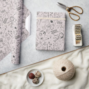 Papier Cadeau Retour à l'école amusant et élégant Dusty rose