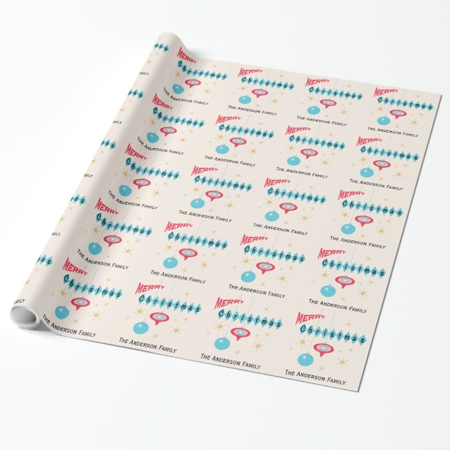 Papier Cadeau Retro 1950's Style Noël personnalisé (Déroulé)