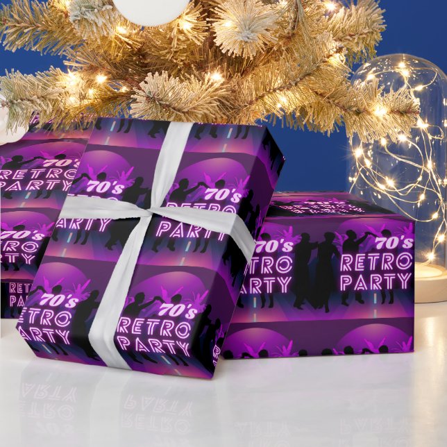 Papier Cadeau Retro 80 s Disco Dance Party Neon Purple Funky (Vacances)