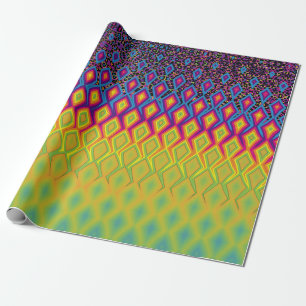 Papier Cadeau Retro 90s Vibrant Neon couleur Motif Abstrait