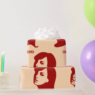 Papier Cadeau Rétro années 1960 minimaliste femme Illustration A