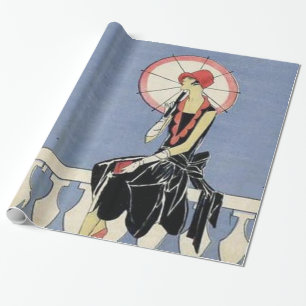 Papier Cadeau Rétro art déco peu partie noire de robe