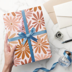 Papier Cadeau Retro Brownish Daisy