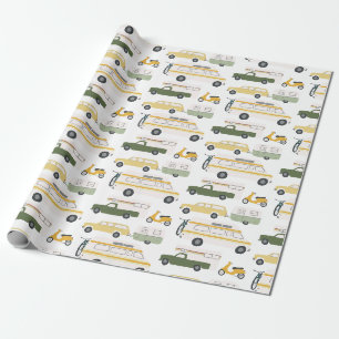 Papier Cadeau Retro Campervan Motorhome RV Van Trailer Blanc