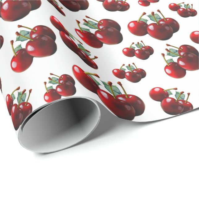 Papier Cadeau Retro Cherries fresh picked  (Coin rond)
