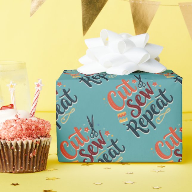 Papier Cadeau Retro "Couper la couture répétée" Conception de l' (Fête d'anniversaire)