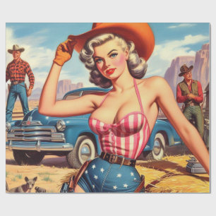 Papier Cadeau Retro Cowgirl Pin Up