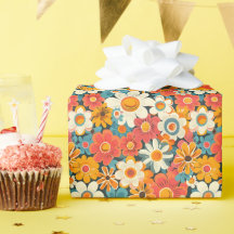 Retro Daisy Floral Wrapping Paper