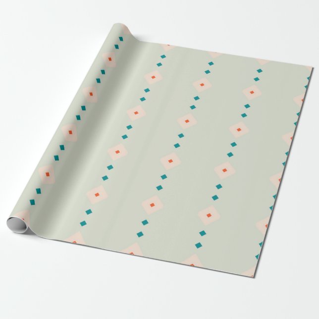 Papier Cadeau Retro Diamond Motif cadeau bleu présent (Déroulé)