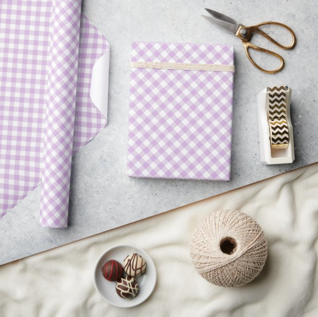Papier Cadeau Retro Gingham Soft Lilac (Artisanat)