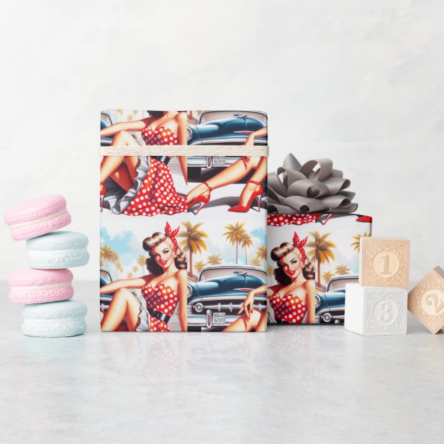 Papier Cadeau Retro Girl Classic Pin Up (Baby Shower)