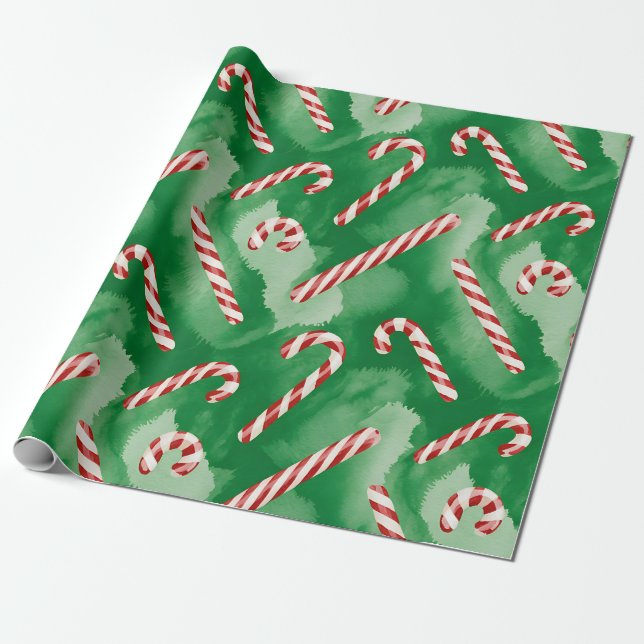 Papier Cadeau Retro Green Christmas Wrapping Paper (Déroulé)