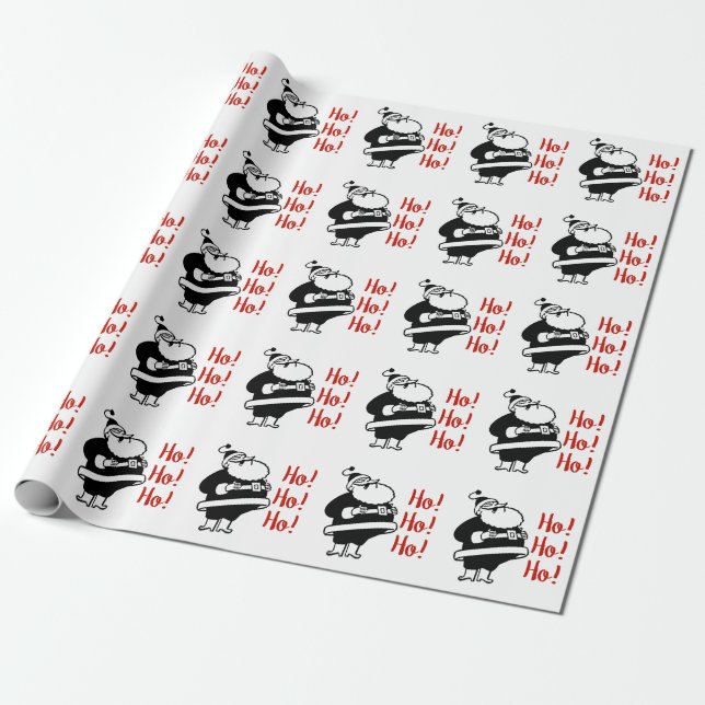 Papier Cadeau Rétro Ho Ho Ho papier d'emballage de Père Noël | (Déroulé)