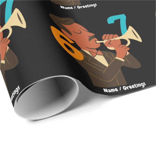 Papier Cadeau Retro Jazz Spirit 67 – Mid-Century Modern Festival (Coin rond)