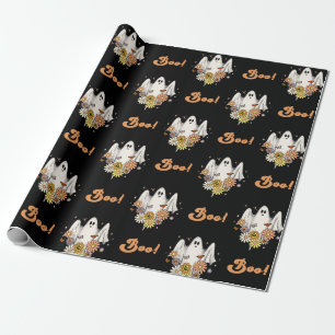 Papier Cadeau Retro les années 70 Super Hippie Ghost & Boo Hallo