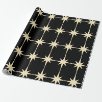 Retro Mid Century moderne Star Motif Black Creme