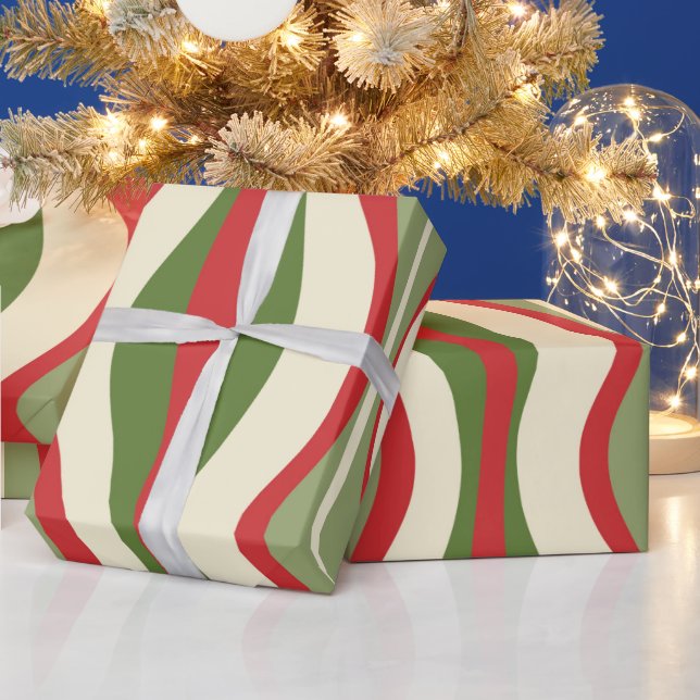 Papier Cadeau Retro Mod Christmas Hourglass Motif Abstrait (Vacances)