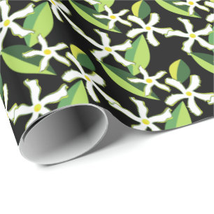 Papier Cadeau Rétro motif abstrait floral de jasmin