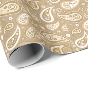 Papier Cadeau Rétro motif Brown d'or de Paisley