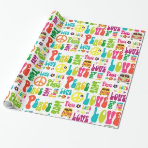 Papier Cadeau Rétro motif de signe de hippie de paix
