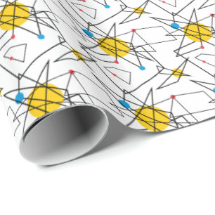 Papier Cadeau Rétro motif géométrique angulaire
