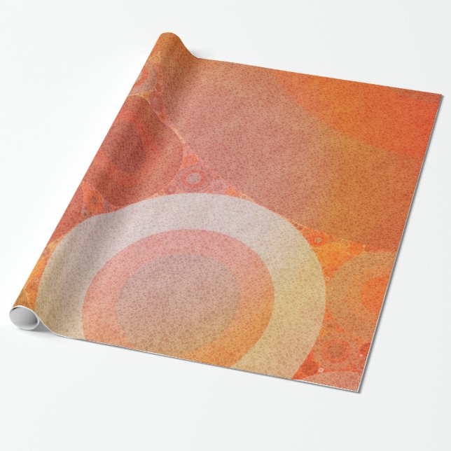 Papier Cadeau Rétro motif orange fané brûlé (Déroulé)