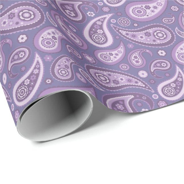 Papier Cadeau Rétro motif pourpre de Paisley (Coin rond)