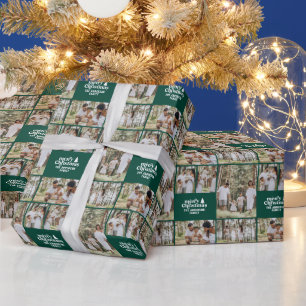 Papier Cadeau retro Noël photo collage moderne terre cuite