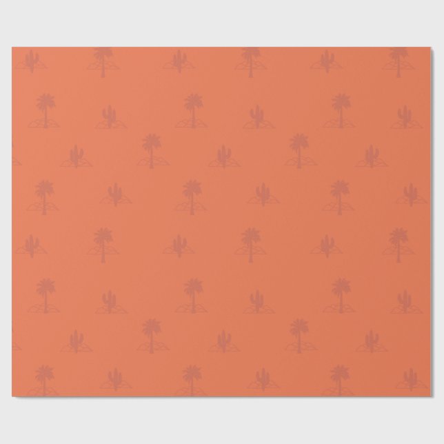 Papier Cadeau Retro Palm Springs Cactus in Earthy Colours  (Plat)
