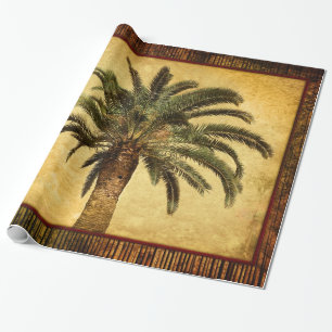 Papier Cadeau Rétro palmier tropical vintage - modèle de paumes