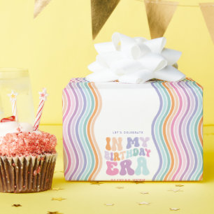 Papier Cadeau Retro pastel coloré époque d'anniversaire moderne