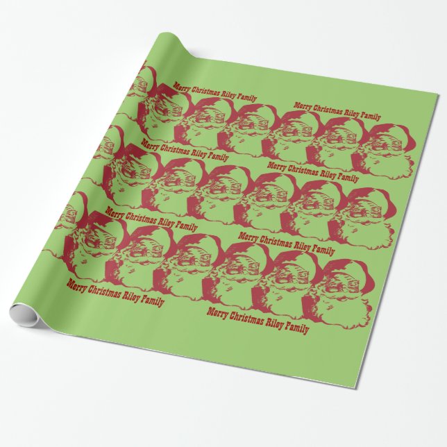 Papier Cadeau Rétro Père Noël démodé ajoutent votre propre (Déroulé)