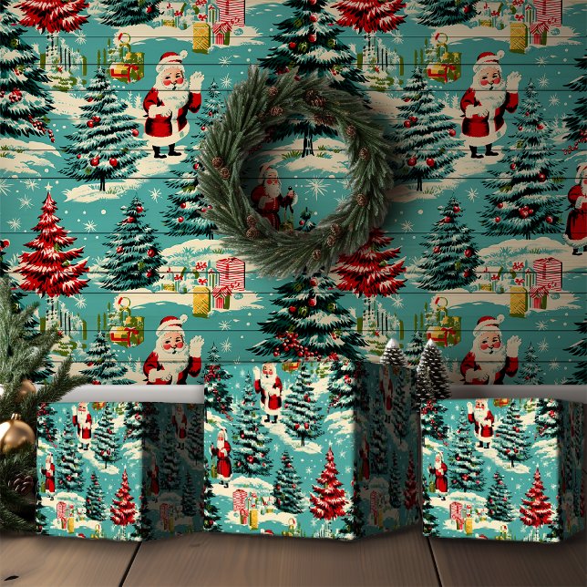 Papier Cadeau Retro Père Noël Wonderland (Créateur téléchargé)