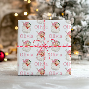 Papier Cadeau Retro Pink Père Noël personnalisée